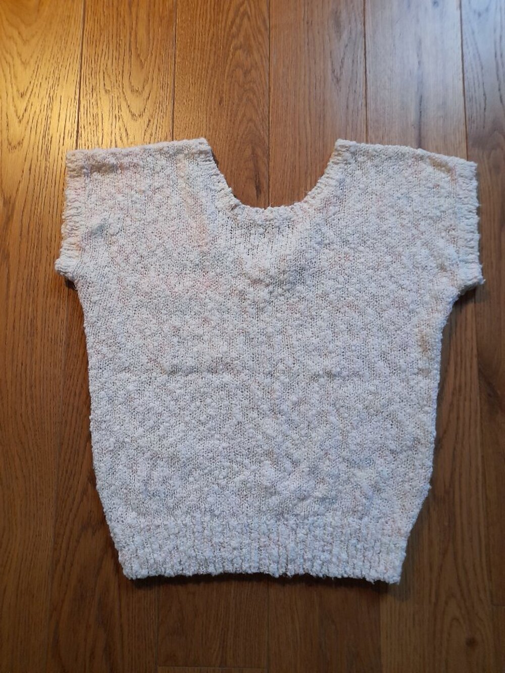 Vintage 80s Knit Boucle Sweater Top Size Small 37"B Pullover Pastel